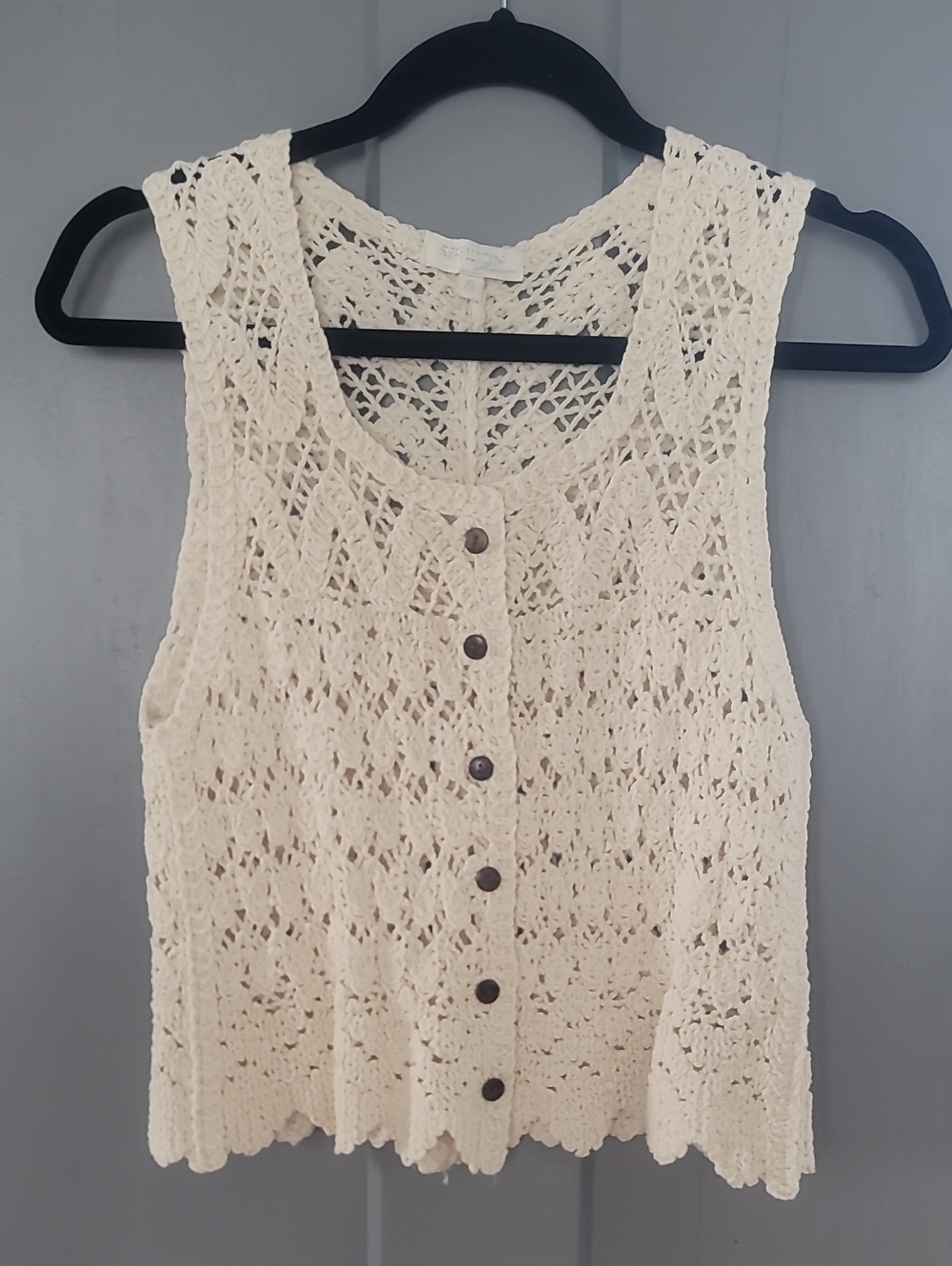 Rebellion Cream Crochet Button-Front Camisole